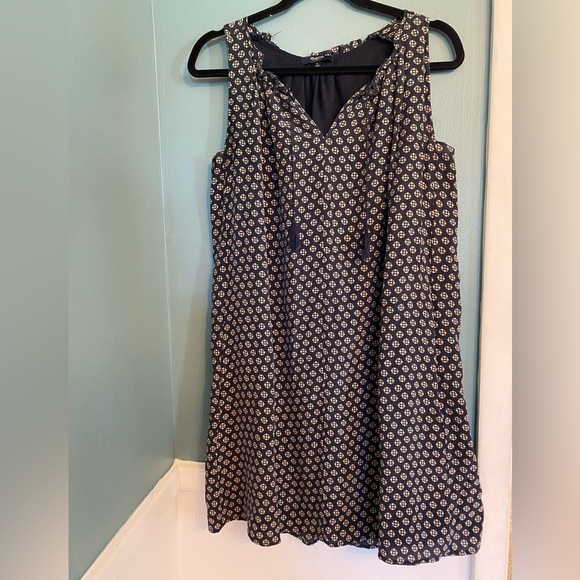 Madewell navy blue blue  and White Floral Sleeveless A- line Dress - size small - Picture 1 of 7